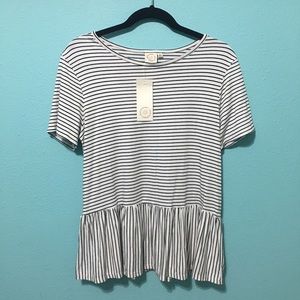 LIVE IN THE MOMENT STRIPED RUFFLED SHIRT!